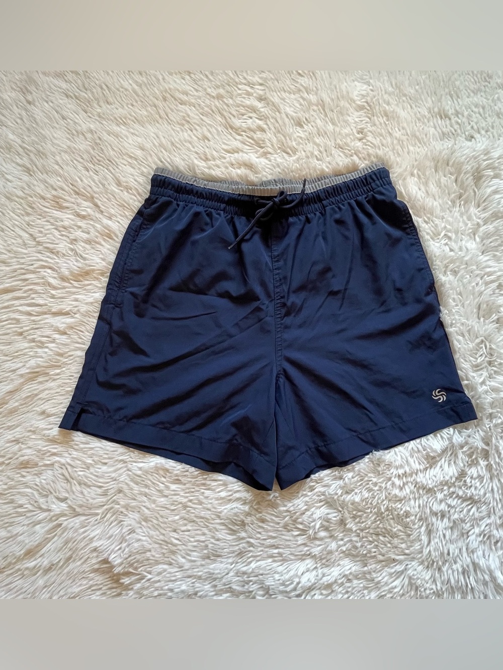 Sol Borne navy blue 5” lined drawstring swim m/ volley shorts